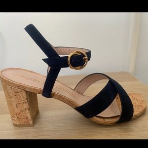 Stuart Weitzman Navy Heeled/Chunky Sandal